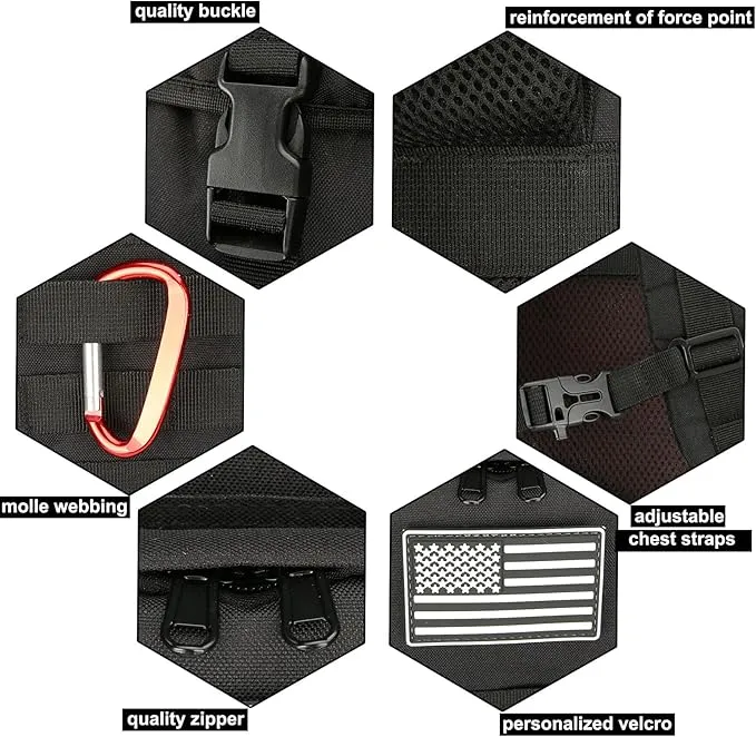 45L Hiking Backpack Camping Rucksack Molle Military Backpack for Outdoor Traveling (Black)