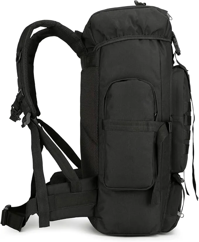45L Hiking Backpack Camping Rucksack Molle Military Backpack for Outdoor Traveling (Black)