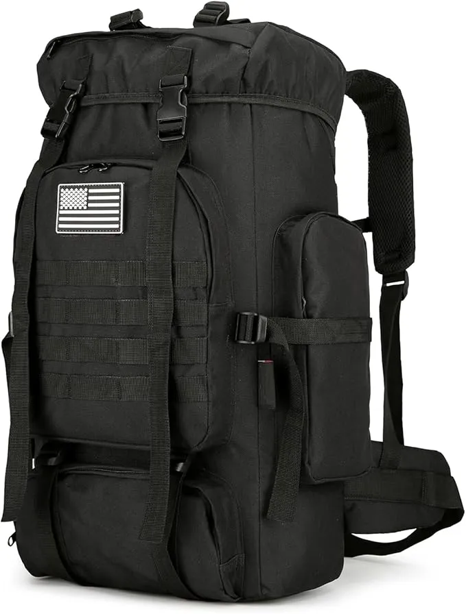 45L Hiking Backpack Camping Rucksack Molle Military Backpack for Outdoor Traveling (Black)