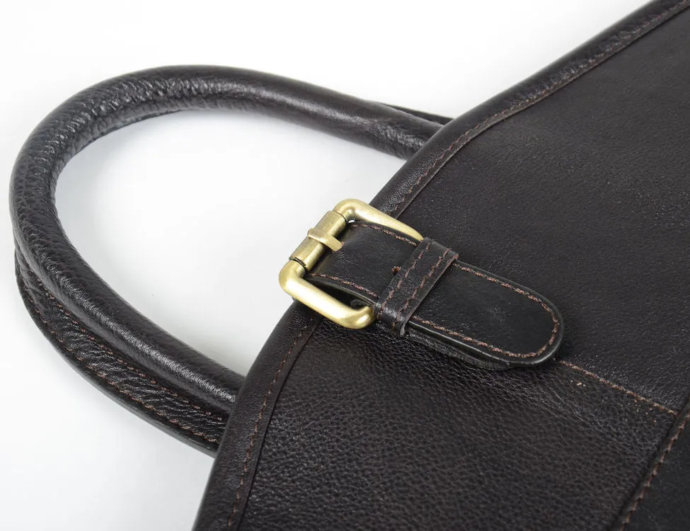 Ashwood Brown Chelsea Harper Hand-Held Foldable Leather Suit Carrier