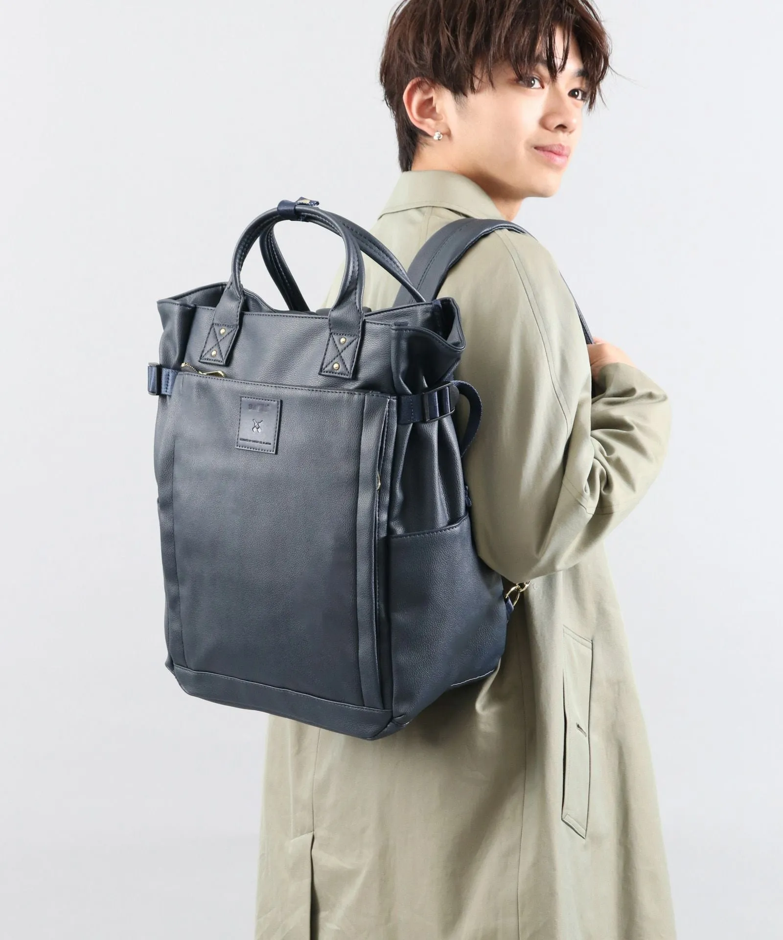 Backpack Japanese Letian  PU Leather Business Computer Men's Bag Travel  Bags Schoolbag Women's Bag