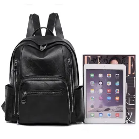 Backpack Korean Style Simple Trendy   Bag Soft Leather Casual Fashion Travel Large Capacity Schoolbag