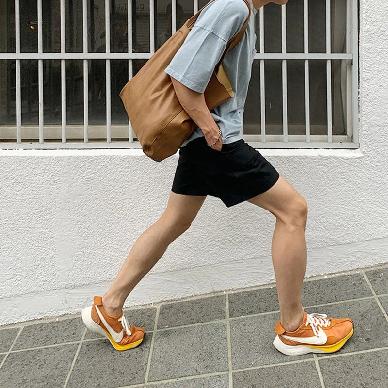 Backpack Large Capacity Totes All-Match Solid Color Single-Shoulder Bag Shopping Bag  Male