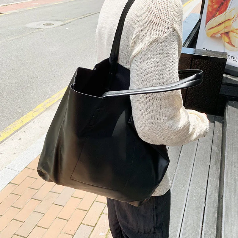 Backpack Large Capacity Totes All-Match Solid Color Single-Shoulder Bag Shopping Bag  Male