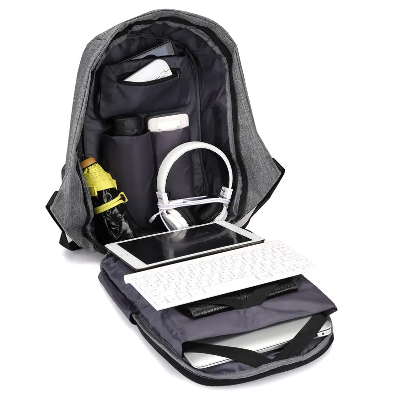 Backpack Waterproof Nylon Computer Bag USB Charging   College Students Bag