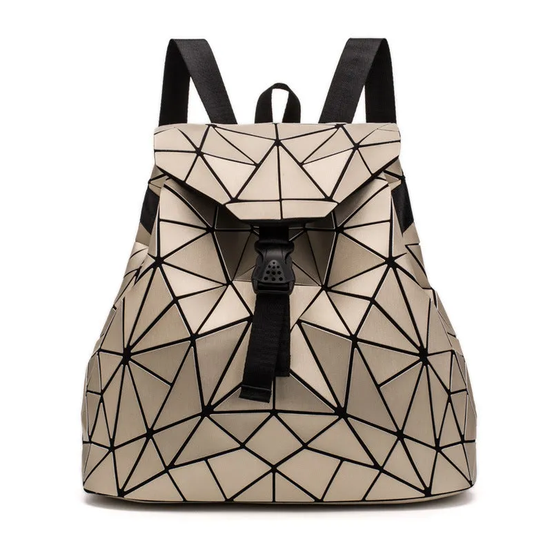 Backpack Women's Diamond Check Bag Backpack Folding Student Backpack