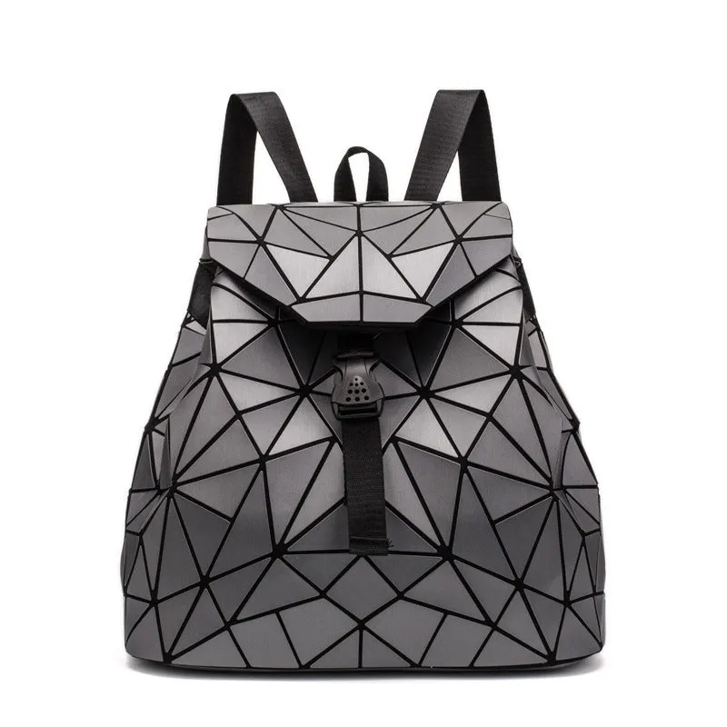 Backpack Women's Diamond Check Bag Backpack Folding Student Backpack