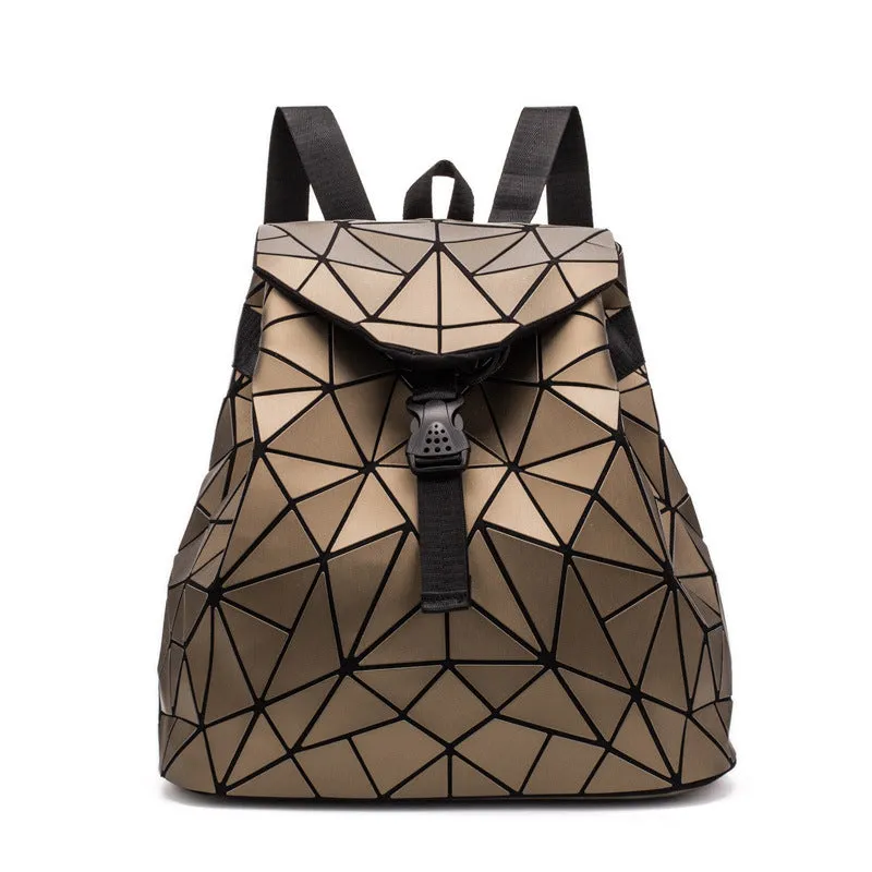 Backpack Women's Diamond Check Bag Backpack Folding Student Backpack