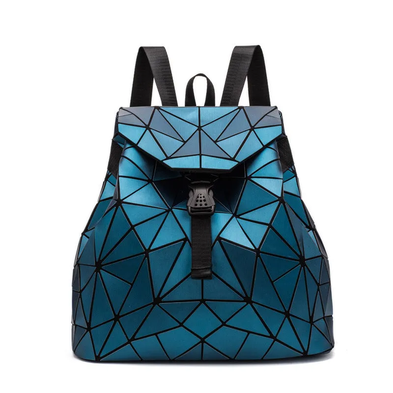 Backpack Women's Diamond Check Bag Backpack Folding Student Backpack