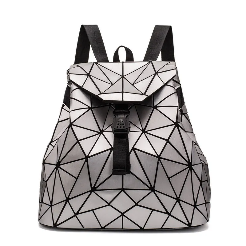 Backpack Women's Diamond Check Bag Backpack Folding Student Backpack