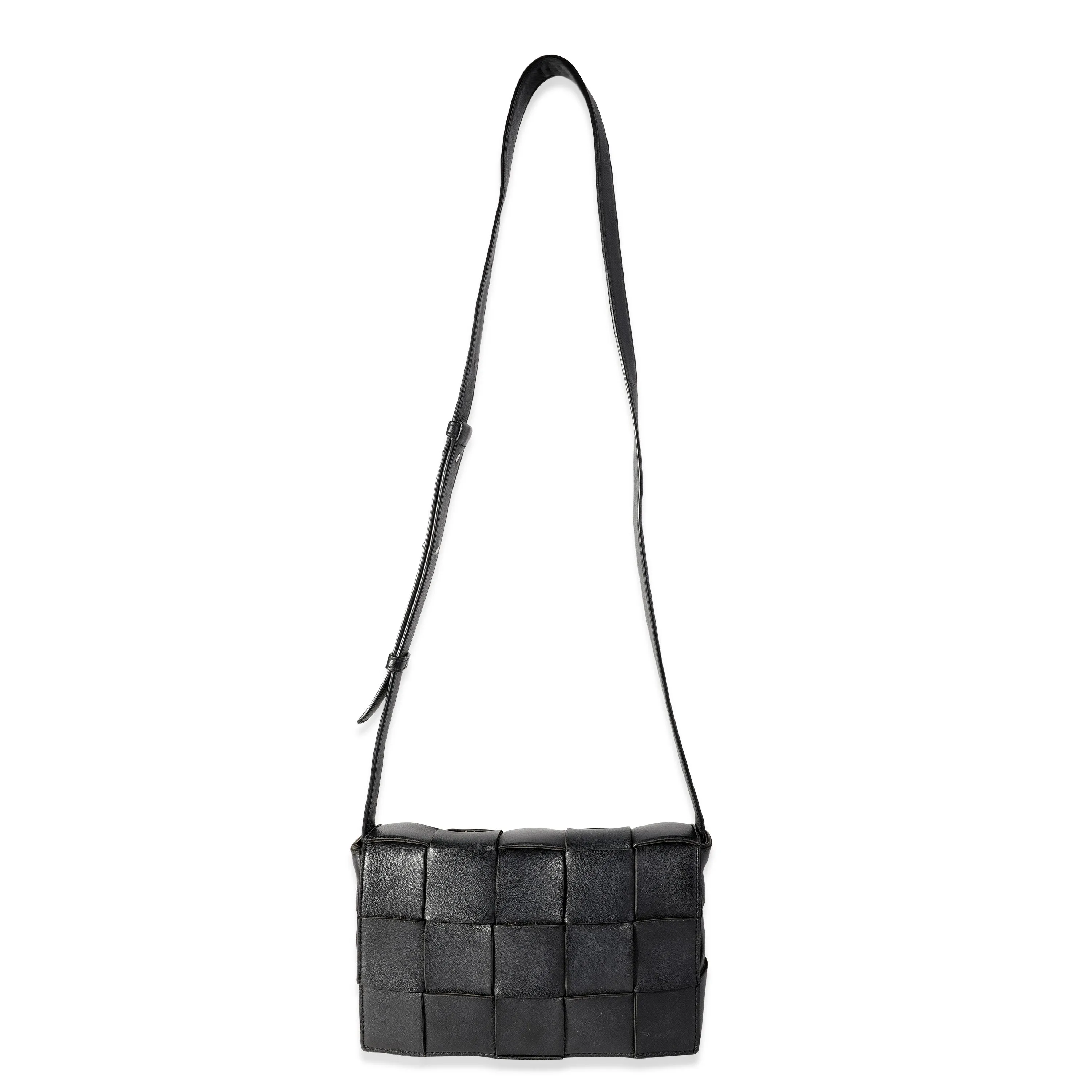 BOTTEGA VENETA Black Intrecciato Calfskin Cassette Bag