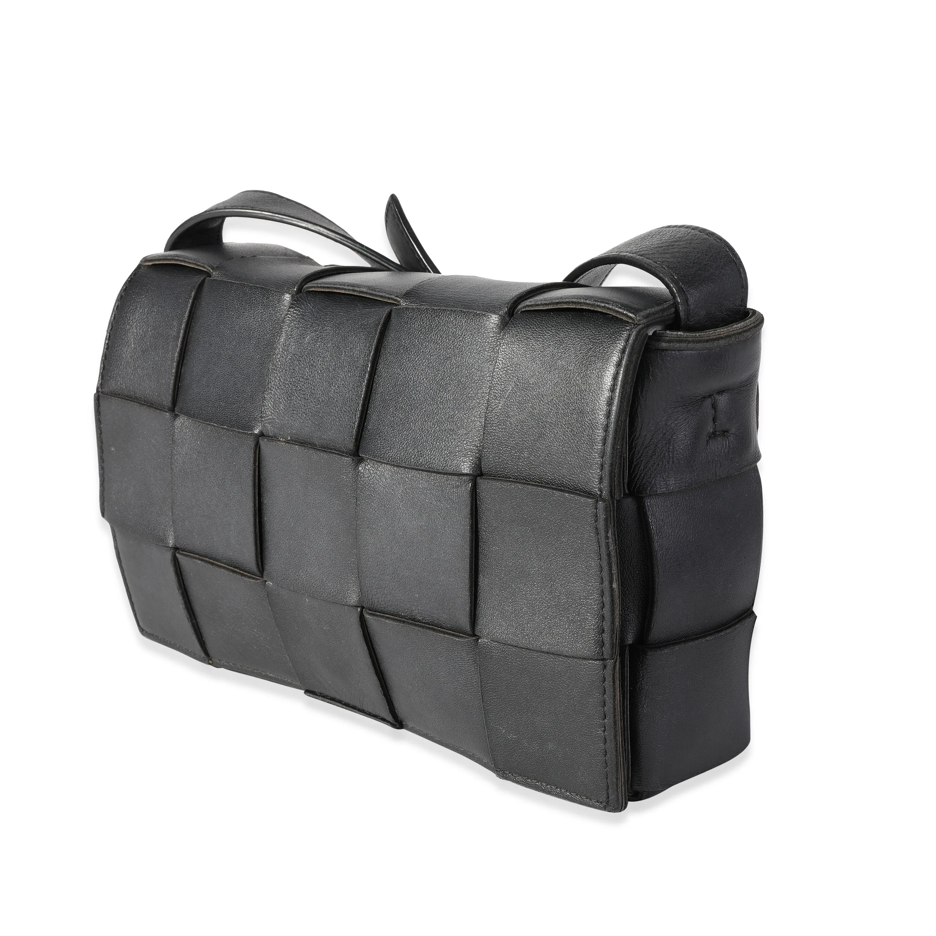 BOTTEGA VENETA Black Intrecciato Calfskin Cassette Bag