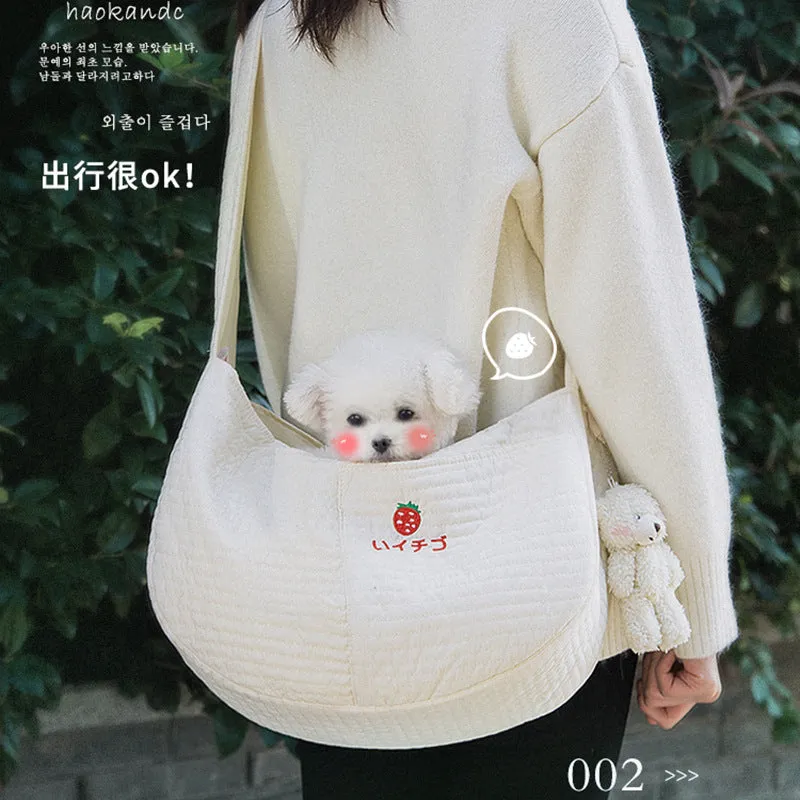 Cat dog Backpack Canvas Shoulder Cat Bag Crossbody Portable Cat Dog Supplies