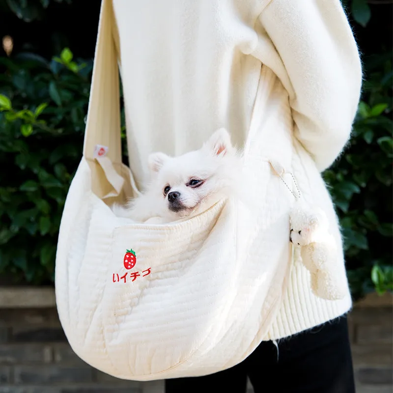 Cat dog Backpack Canvas Shoulder Cat Bag Crossbody Portable Cat Dog Supplies