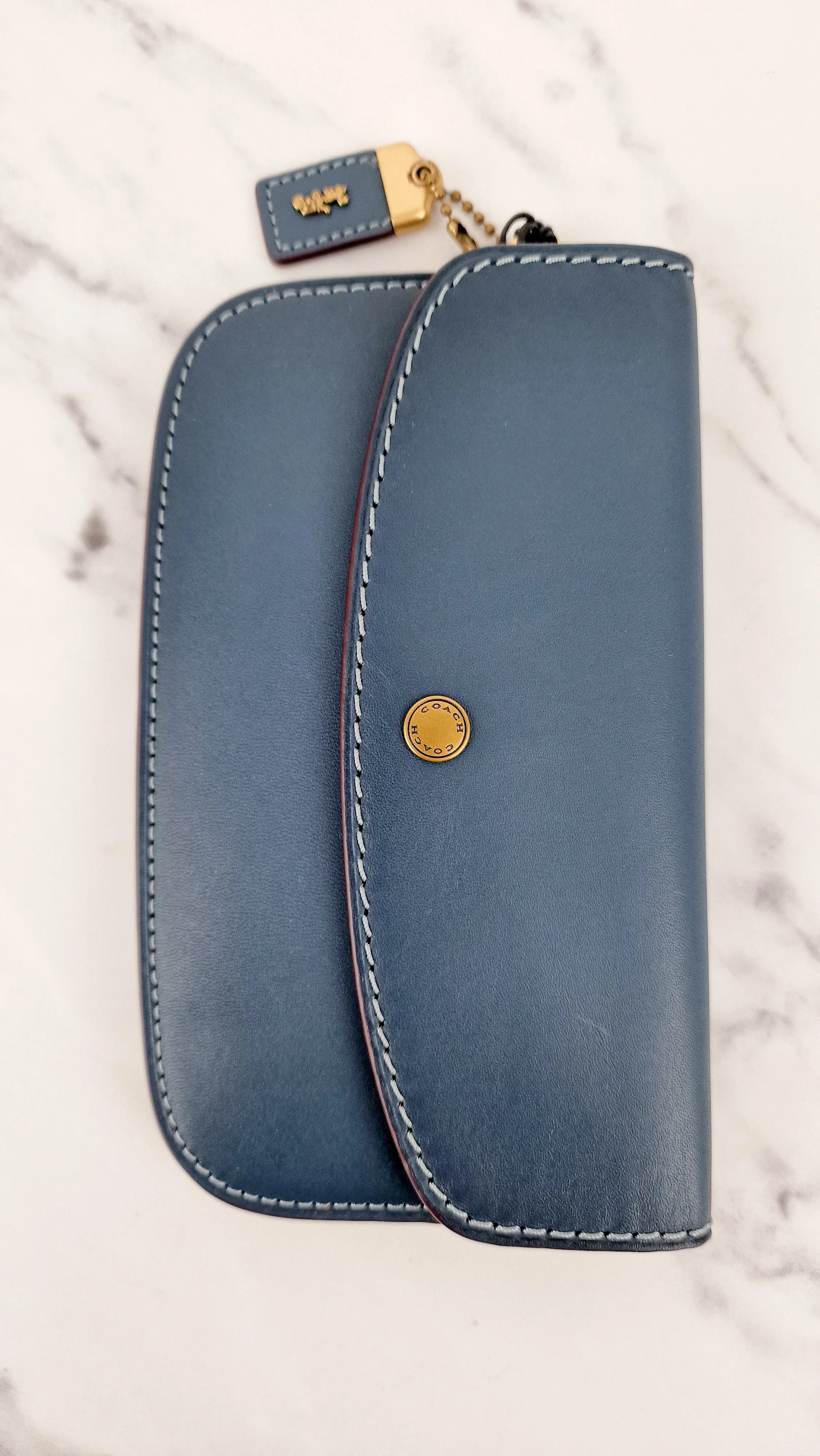Coach 1941 Clutch Wallet Wristlet in Dark Denim Blue Smooth Leather - Coach 58818
