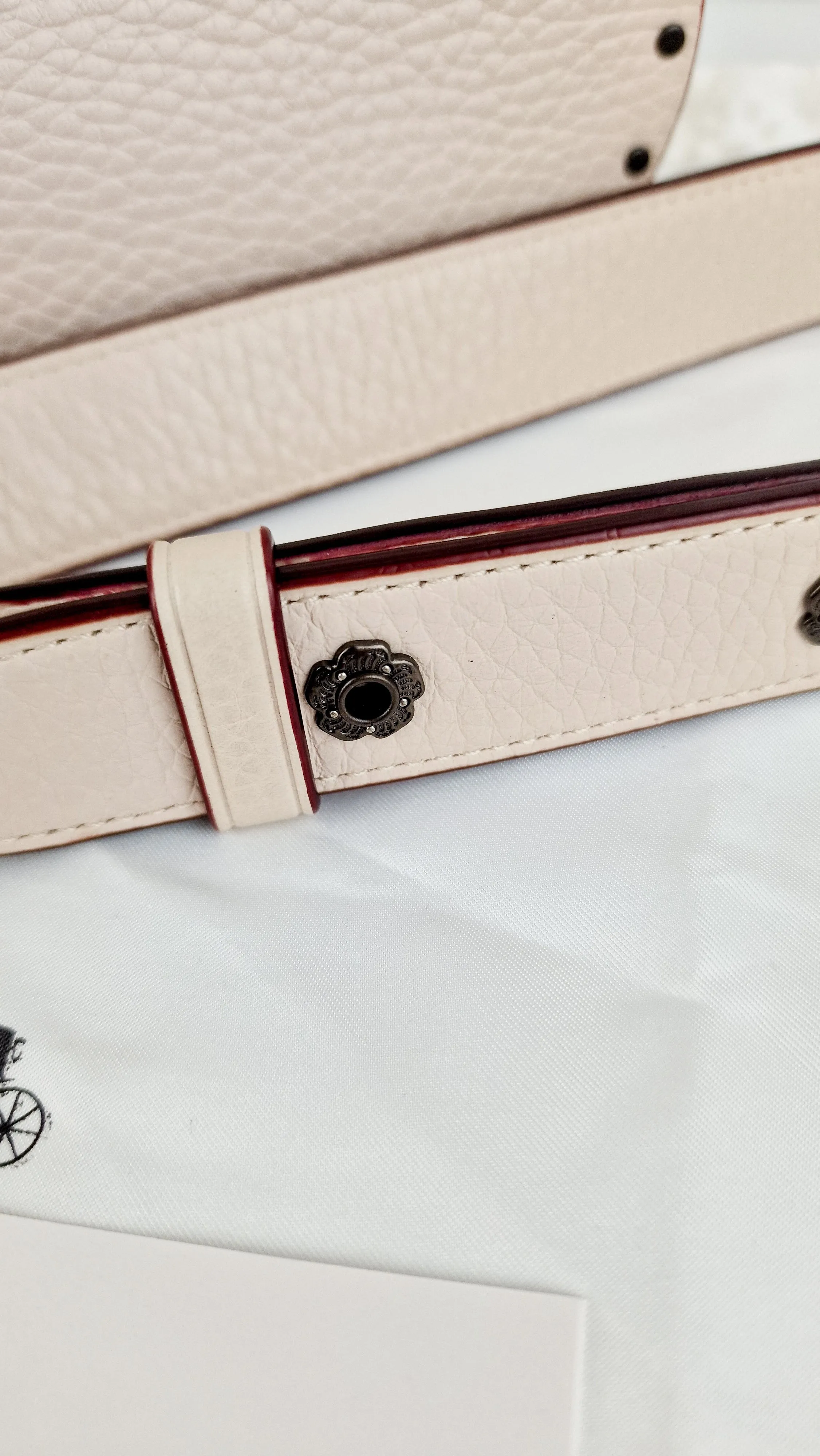 Coach 1941 Page 27 With Border Rivets in Chalk White Pebble Leather - Coach 31929