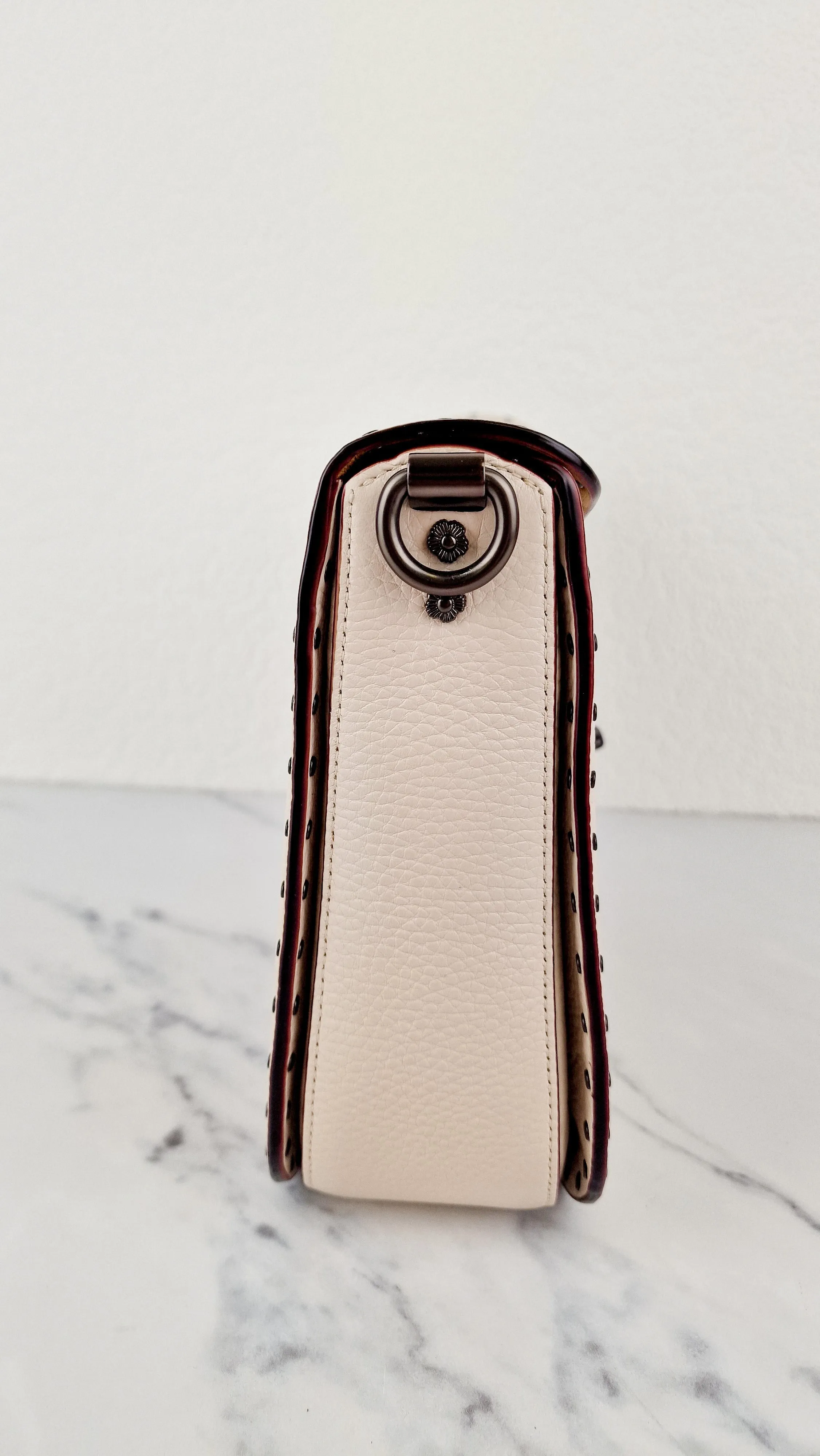 Coach 1941 Page 27 With Border Rivets in Chalk White Pebble Leather - Coach 31929