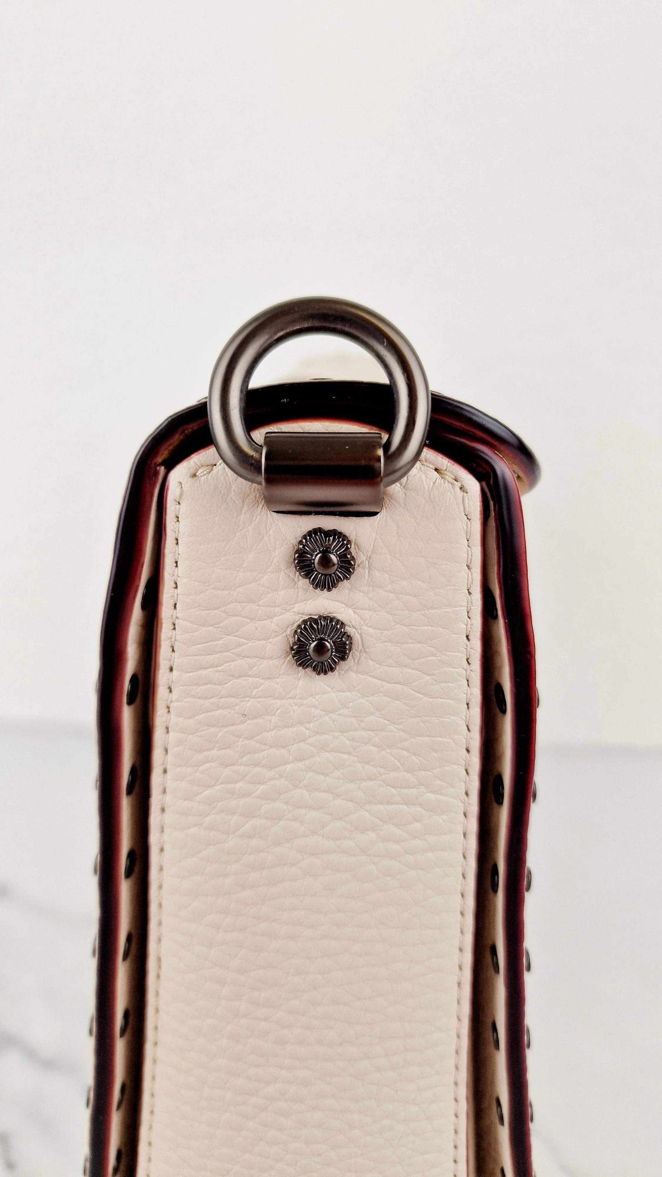 Coach 1941 Page 27 With Border Rivets in Chalk White Pebble Leather - Coach 31929