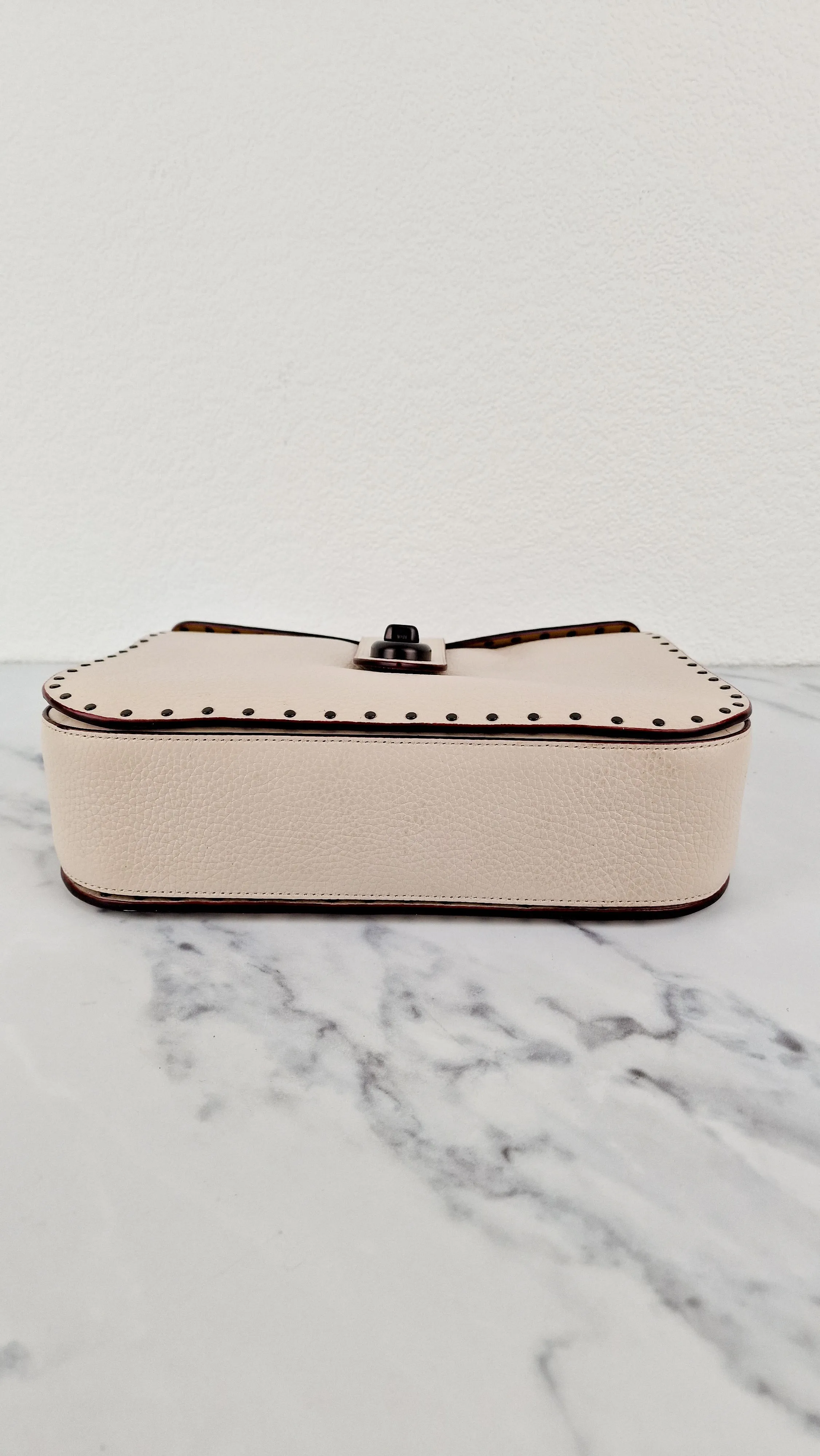 Coach 1941 Page 27 With Border Rivets in Chalk White Pebble Leather - Coach 31929
