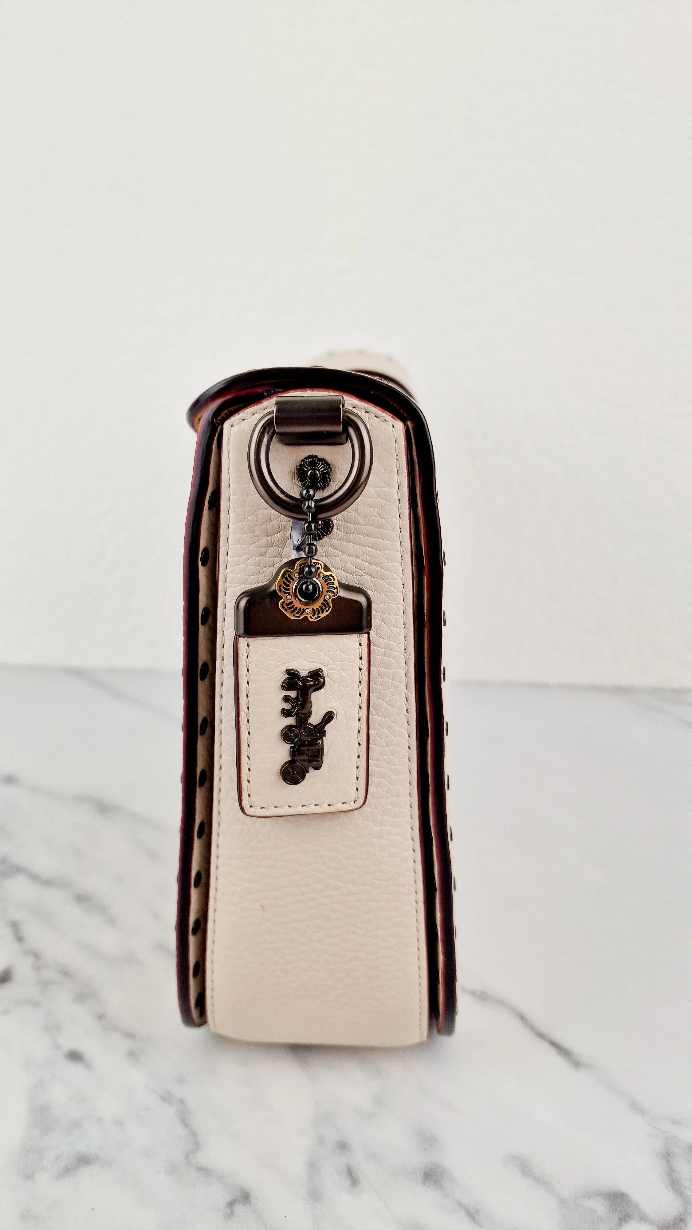 Coach 1941 Page 27 With Border Rivets in Chalk White Pebble Leather - Coach 31929