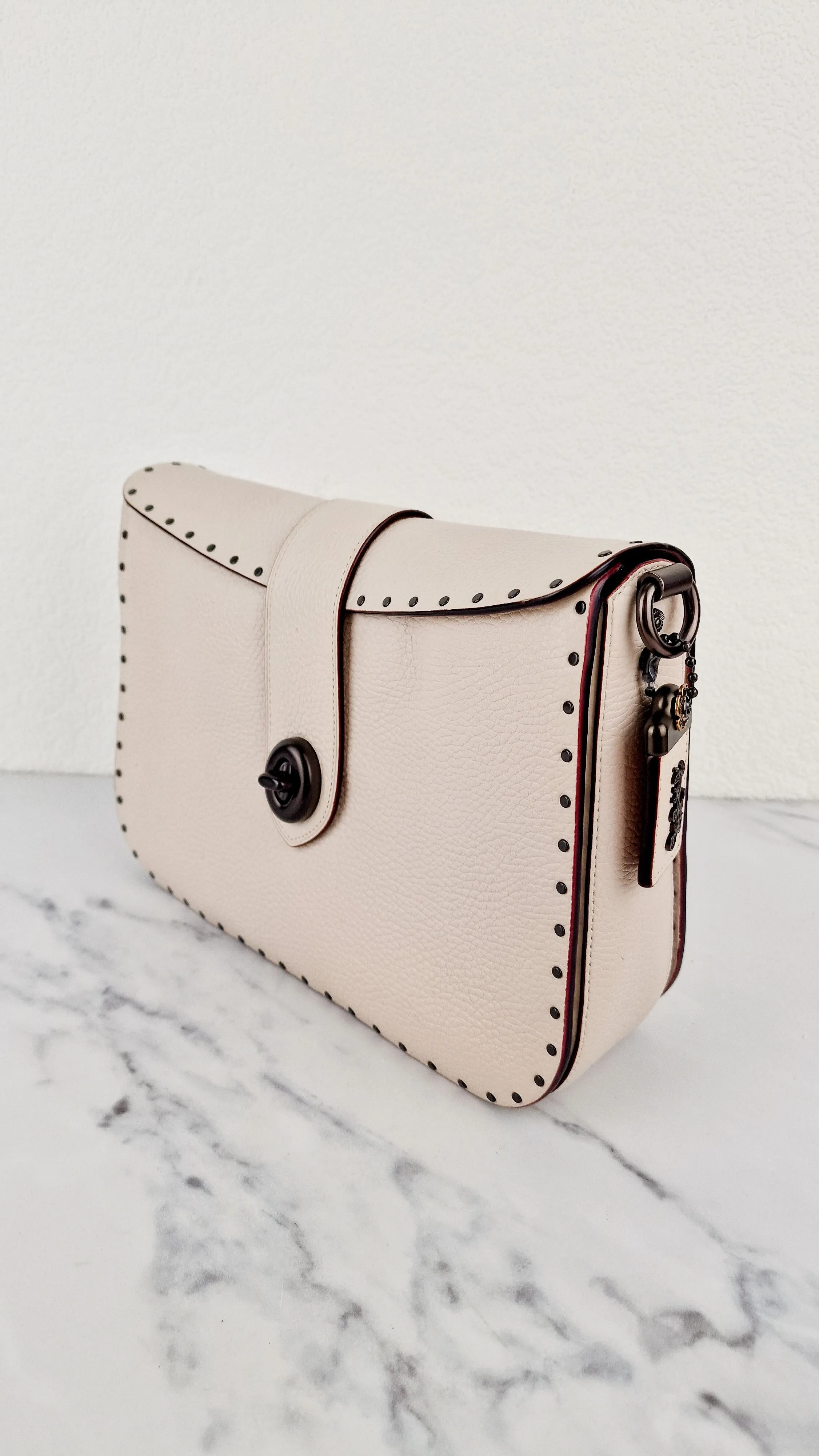 Coach 1941 Page 27 With Border Rivets in Chalk White Pebble Leather - Coach 31929