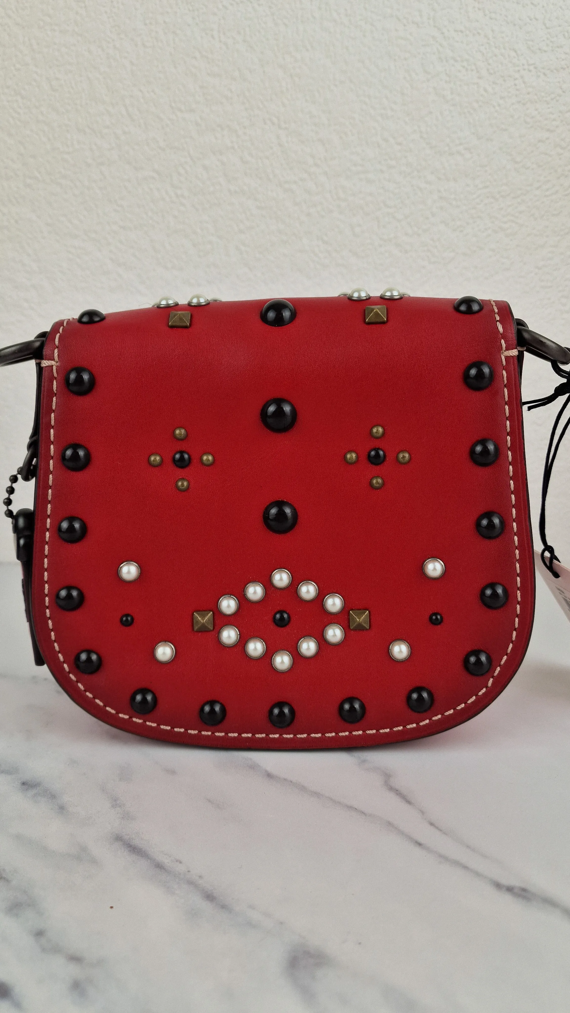 Coach 1941 Saddle 17 With Western Rivets in Red Leather - Coach 56564