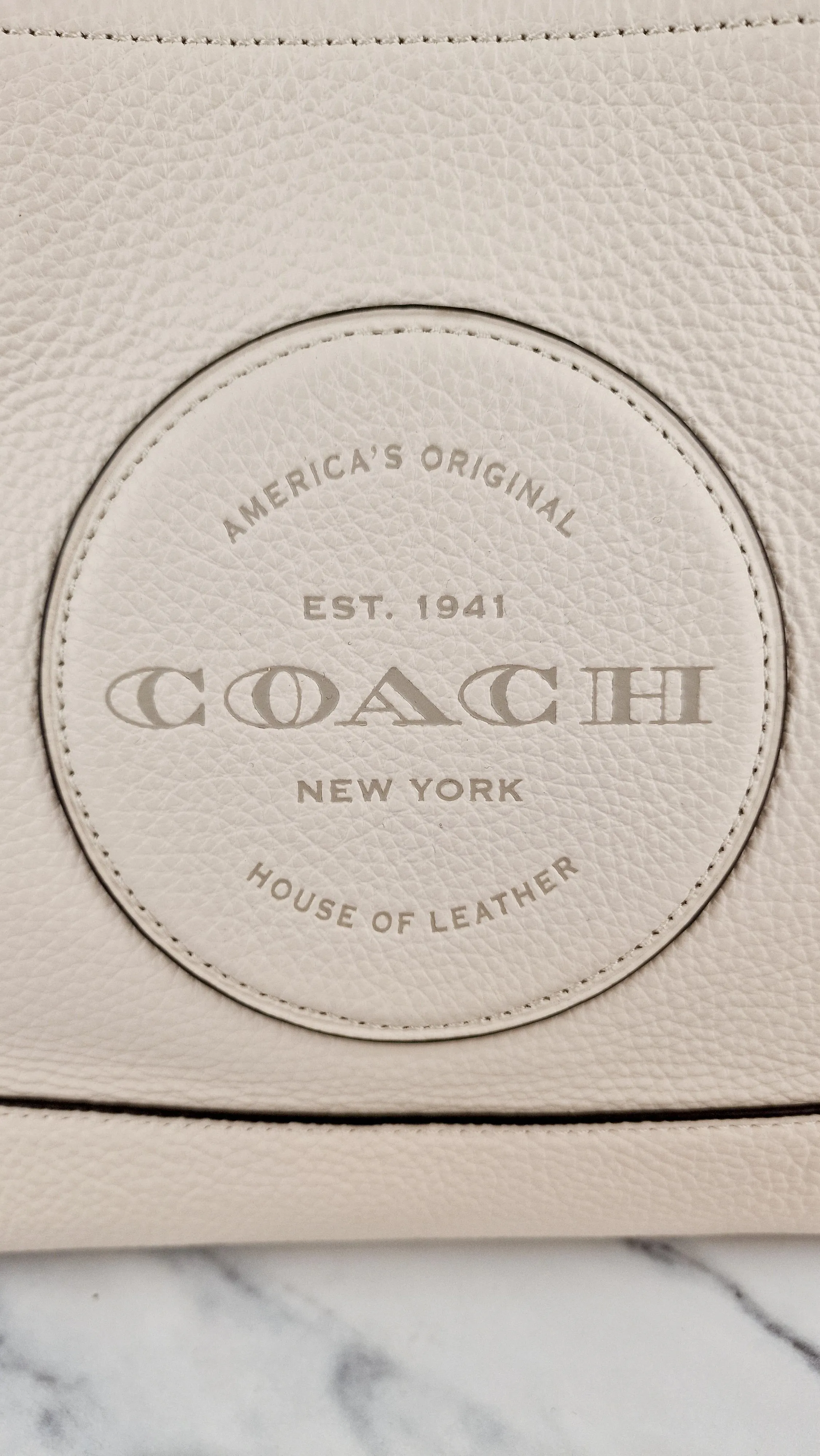 Coach Dempsey Carryall Tote Bag Handbag in Chalk Leather & Gold Tone Hardware - Coach C2004
