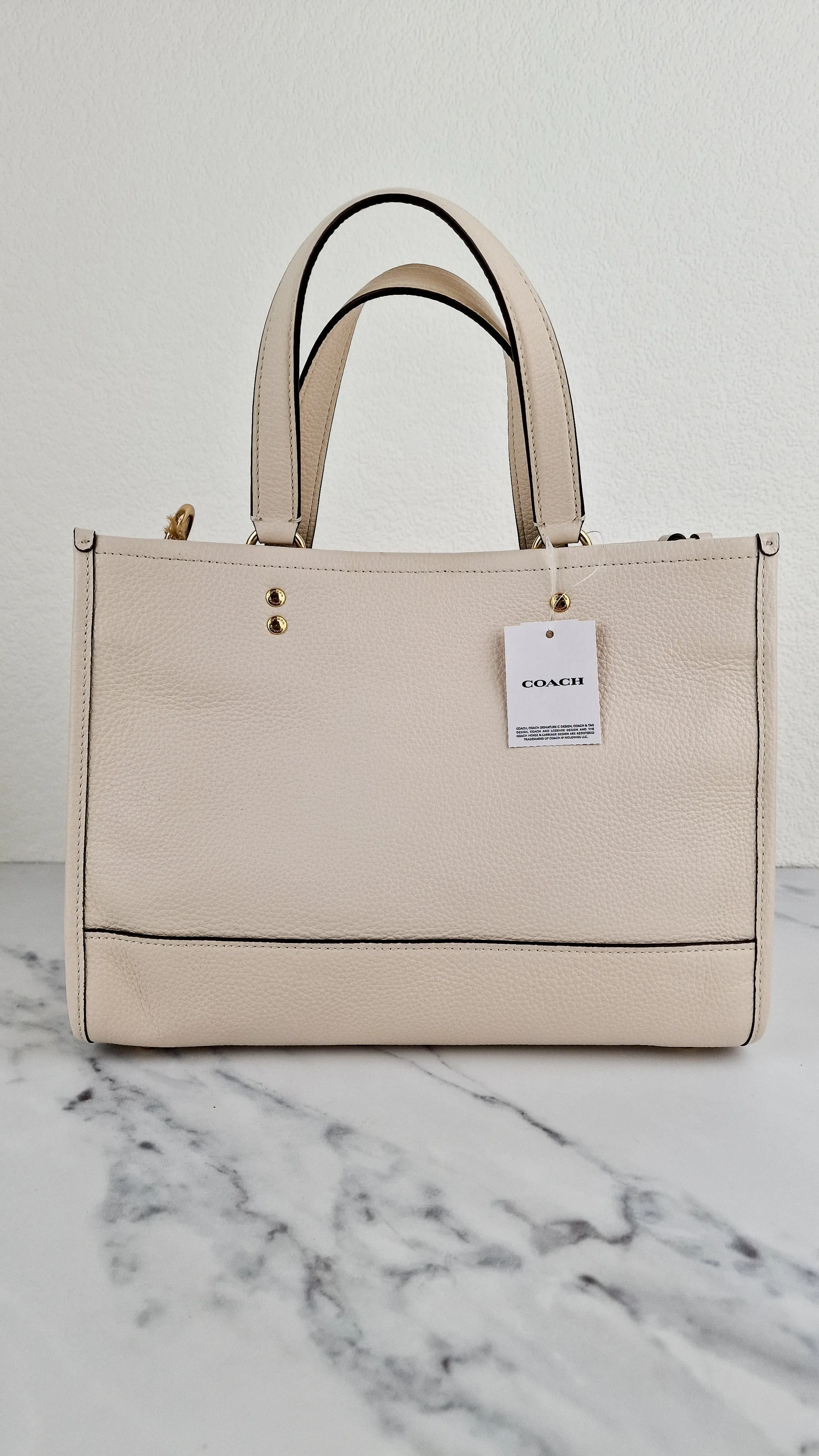 Coach Dempsey Carryall Tote Bag Handbag in Chalk Leather & Gold Tone Hardware - Coach C2004