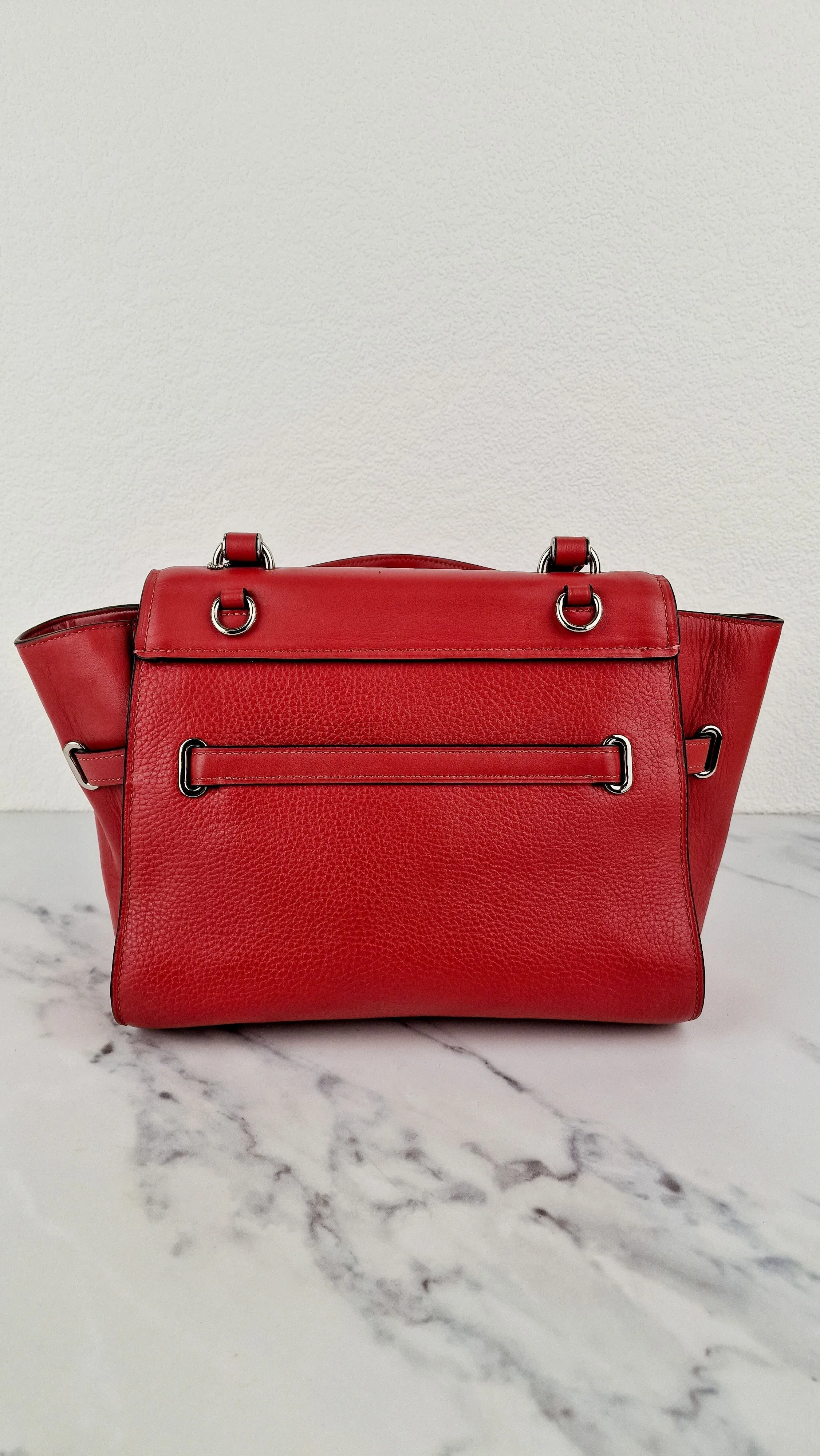 Coach Large Blake Flap Carryall Bag in Red Mixed Leather with Tophandle & Turnlock - Coach F39020