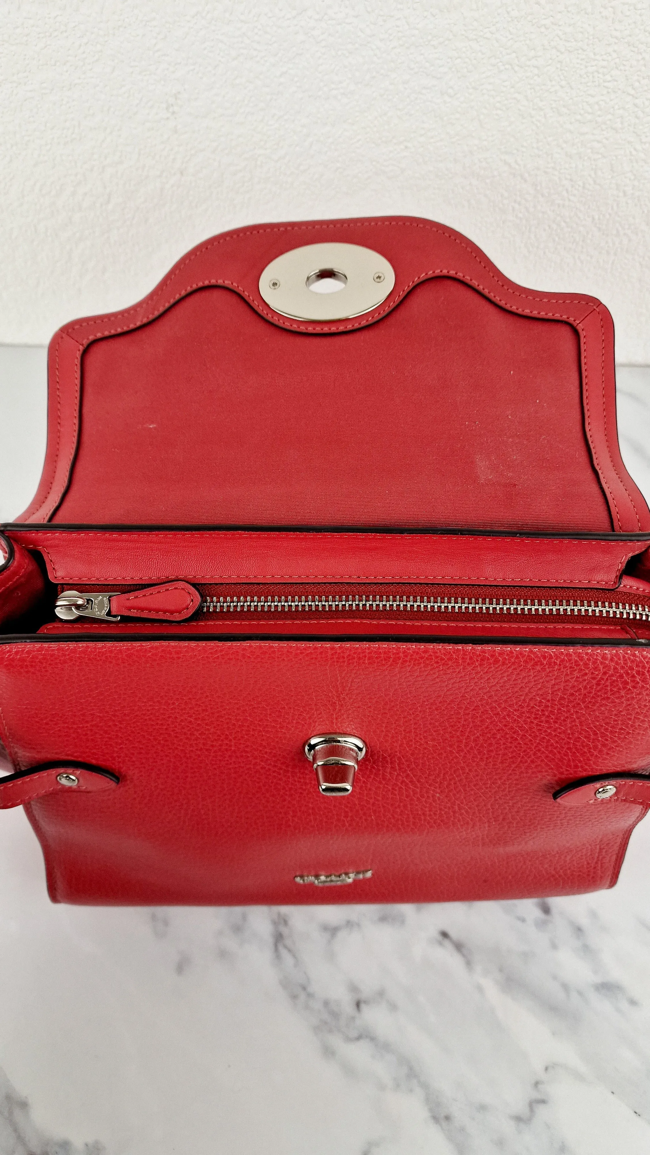 Coach Large Blake Flap Carryall Bag in Red Mixed Leather with Tophandle & Turnlock - Coach F39020