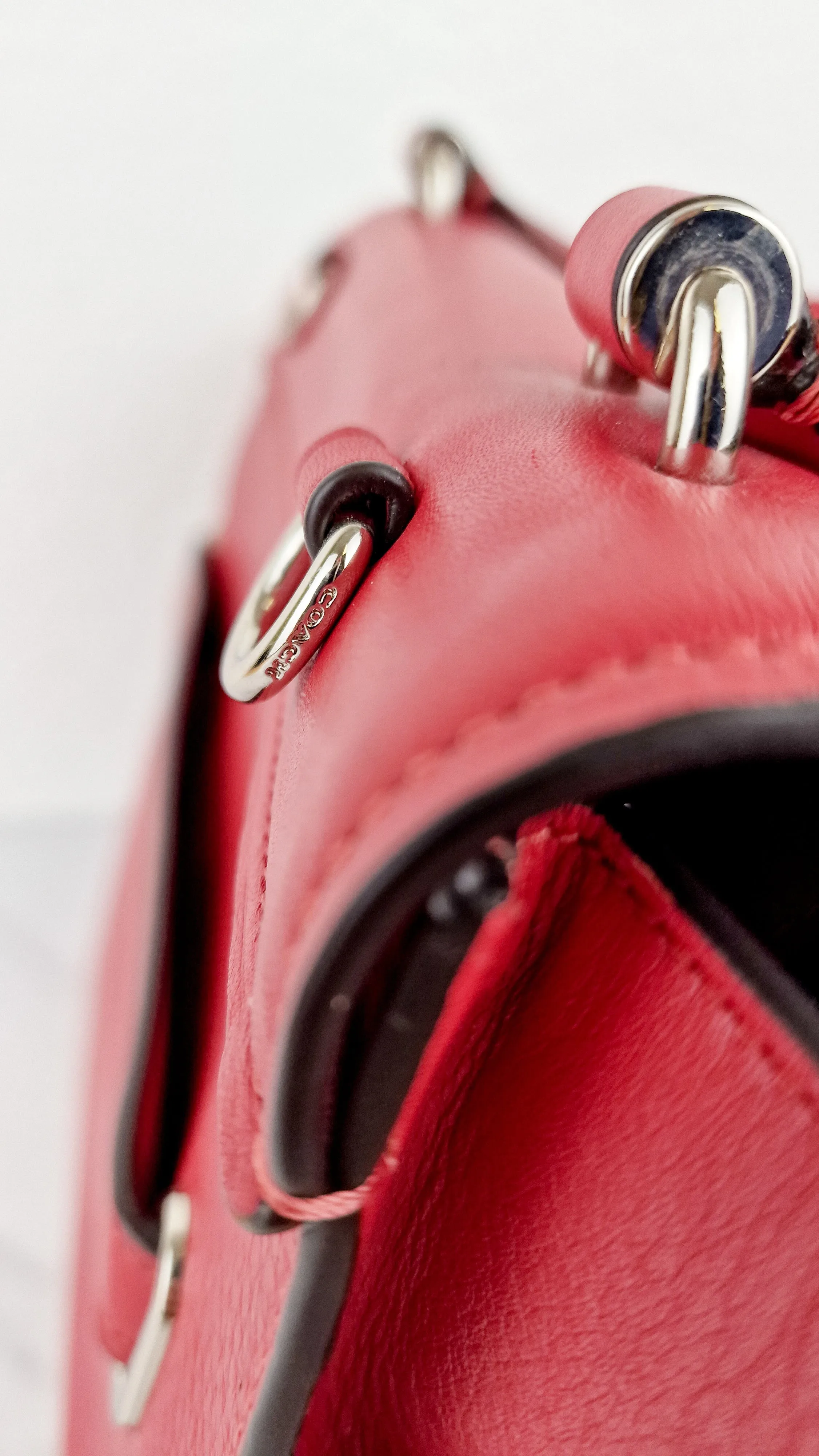 Coach Large Blake Flap Carryall Bag in Red Mixed Leather with Tophandle & Turnlock - Coach F39020