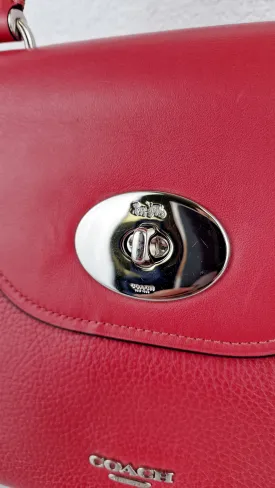 Coach Large Blake Flap Carryall Bag in Red Mixed Leather with Tophandle & Turnlock - Coach F39020