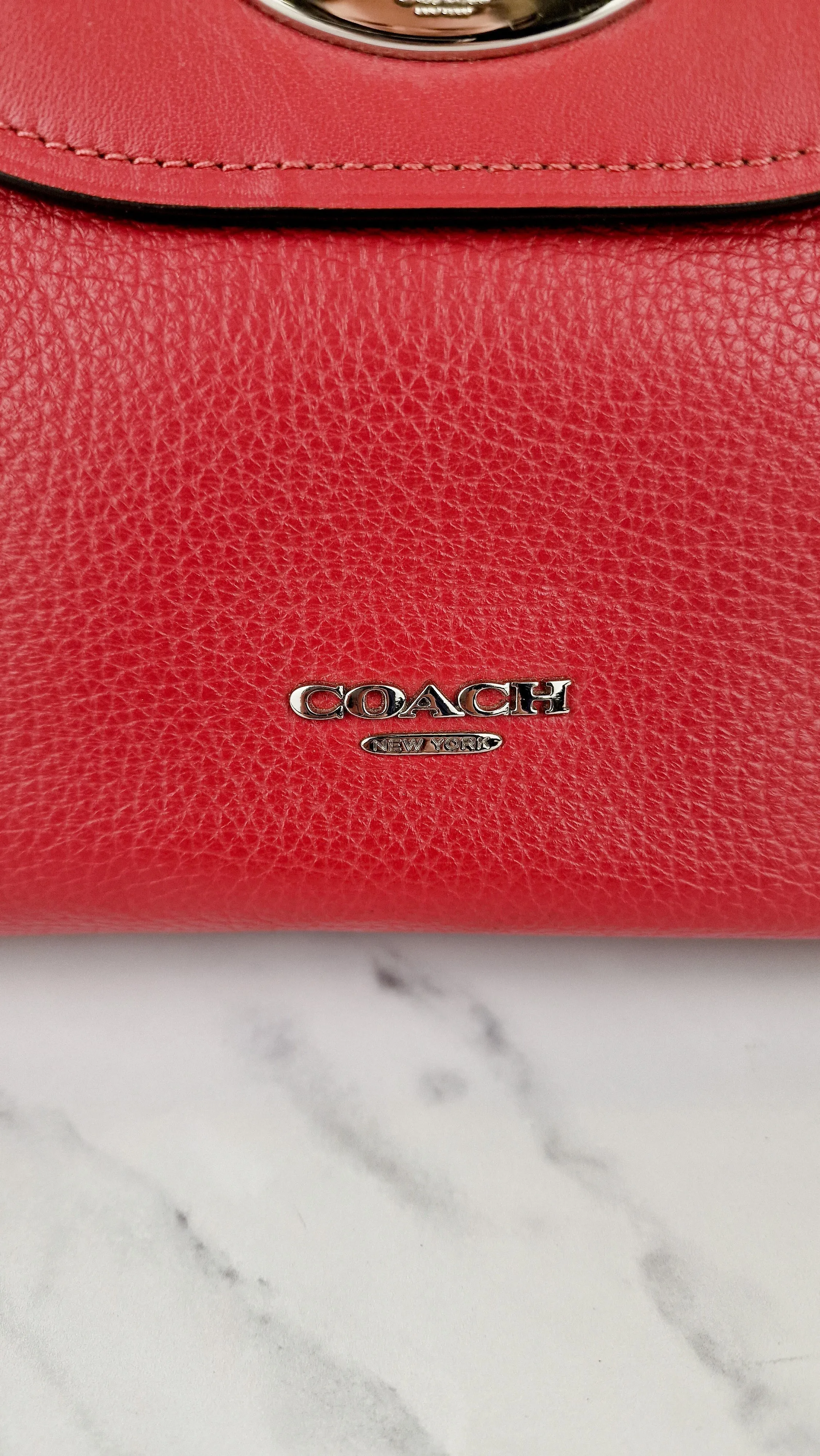 Coach Large Blake Flap Carryall Bag in Red Mixed Leather with Tophandle & Turnlock - Coach F39020