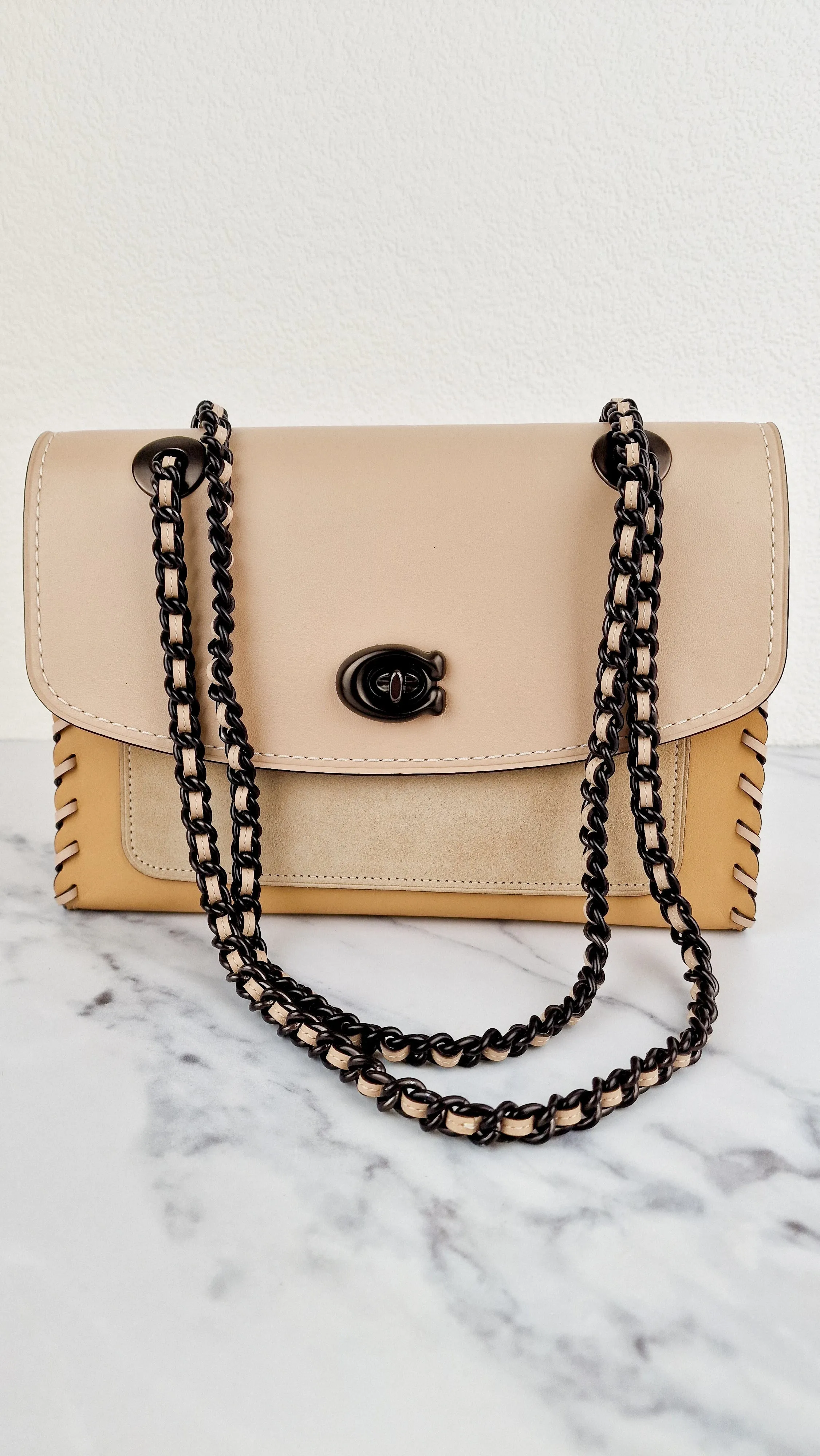 Coach Parker Shoulder Bag With Whipstitch in Beechwood Leather & Suede - Coach Sample Bag