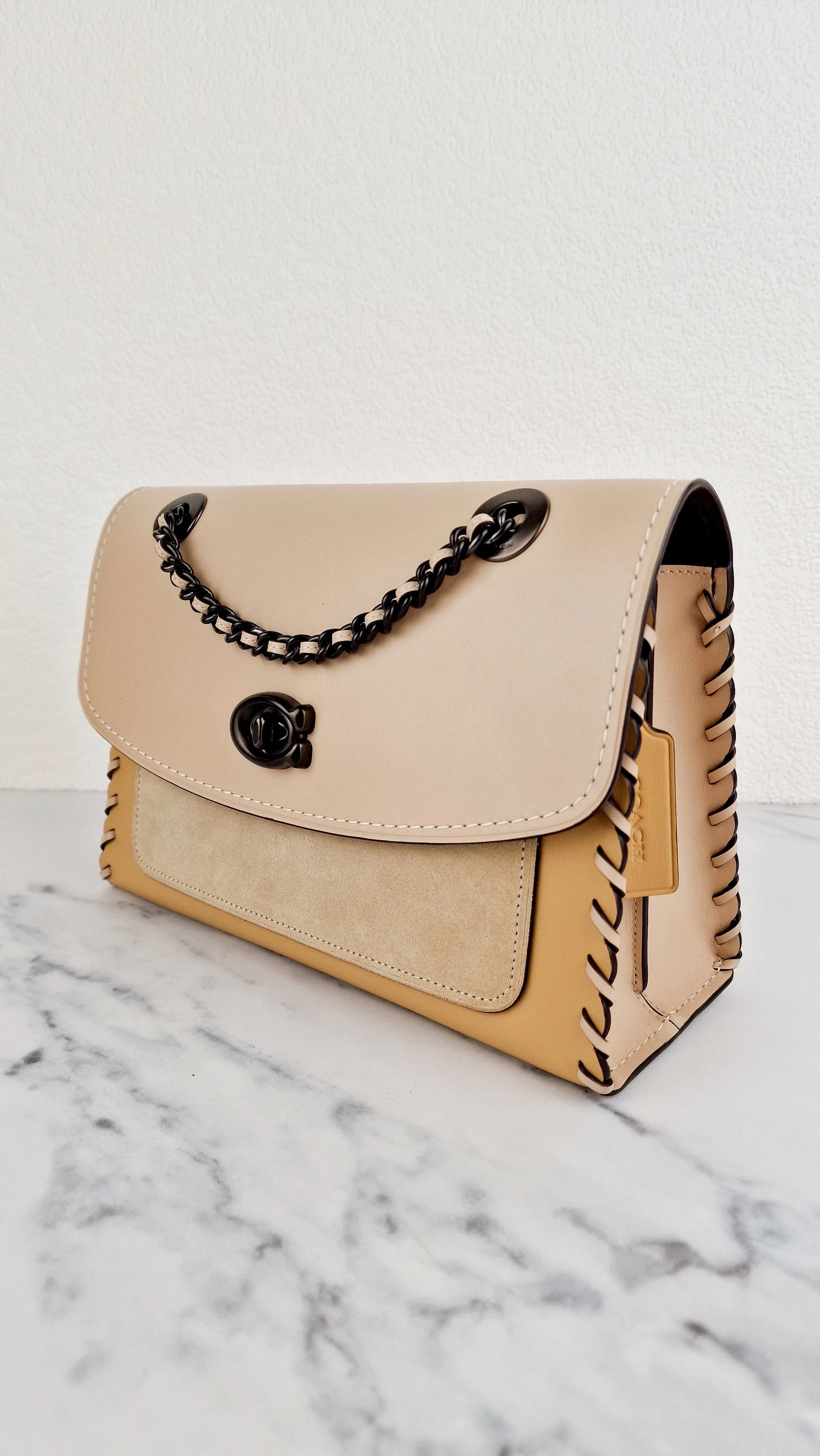 Coach Parker Shoulder Bag With Whipstitch in Beechwood Leather & Suede - Coach Sample Bag