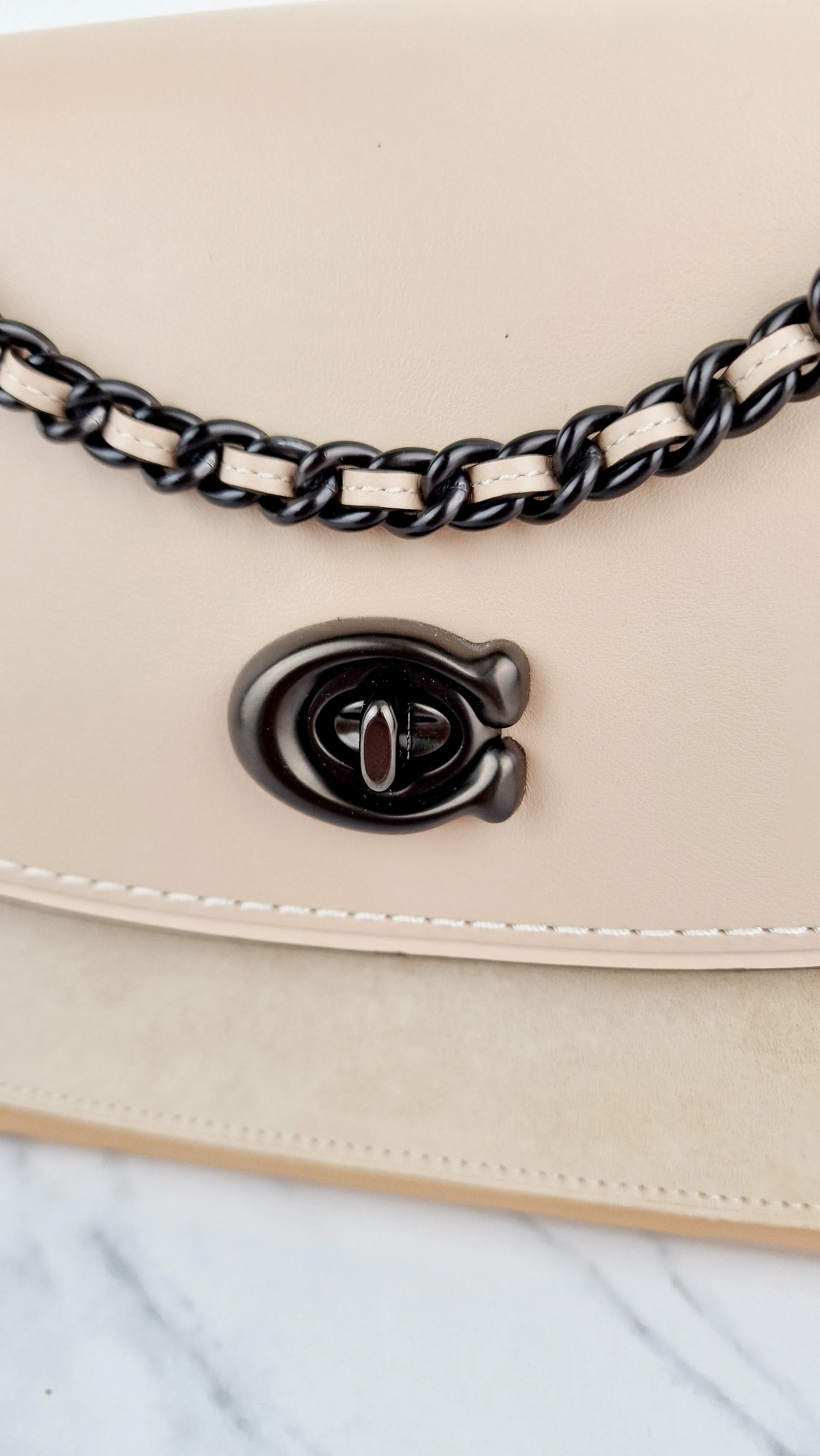 Coach Parker Shoulder Bag With Whipstitch in Beechwood Leather & Suede - Coach Sample Bag