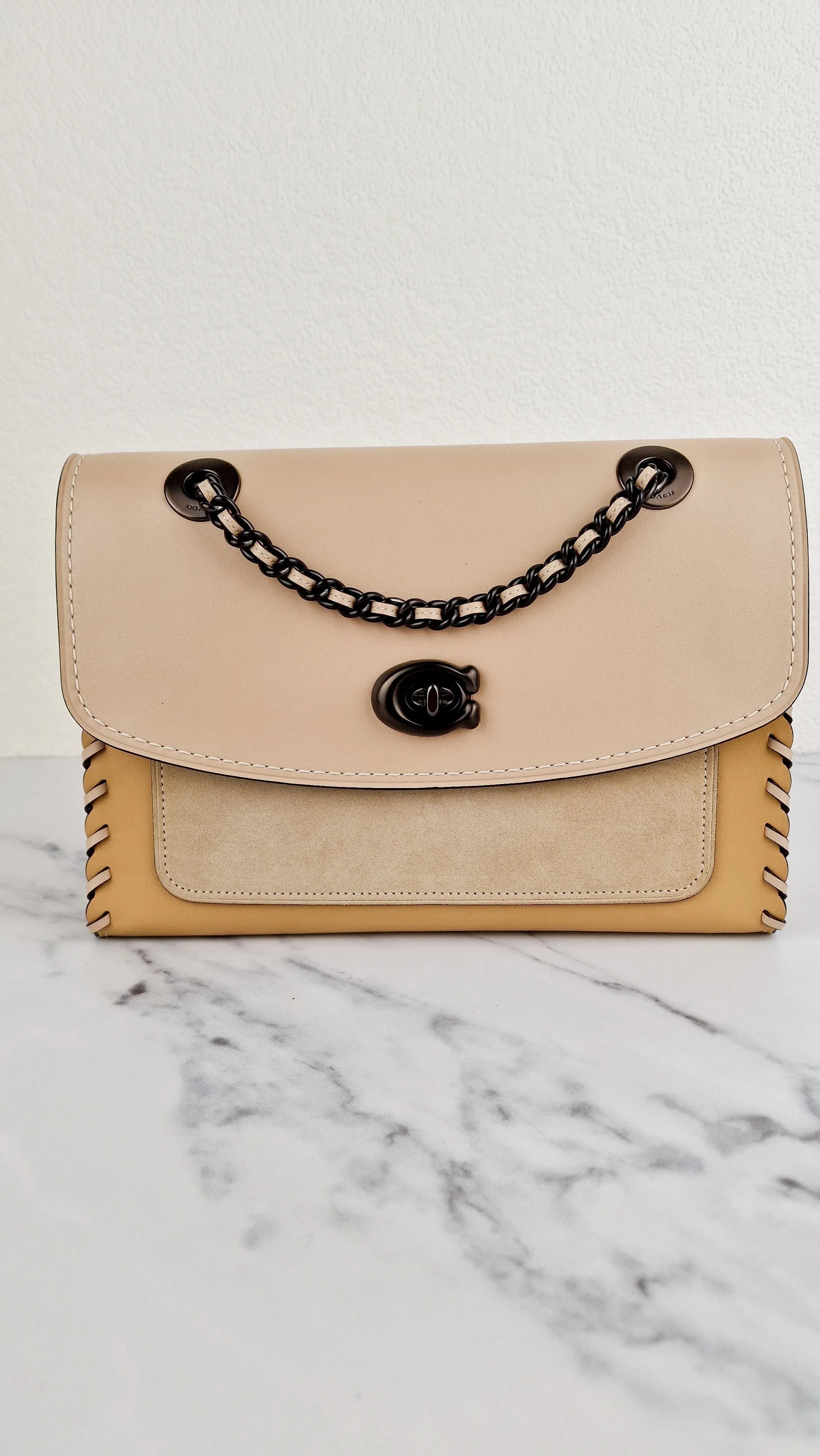 Coach Parker Shoulder Bag With Whipstitch in Beechwood Leather & Suede - Coach Sample Bag