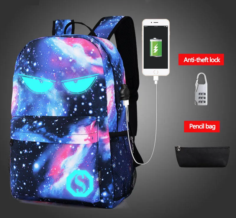 Cool Luminous Anti-theft with USB Charging School Bag