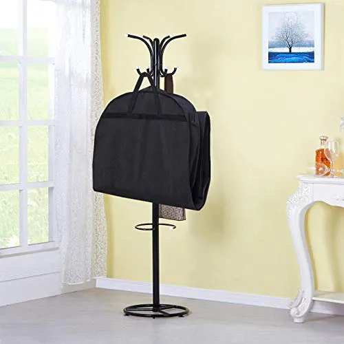 KIMBORA 60" Black Garment Bag Breathable Travel Storage with 2 Large Mesh Pockets and Carry Handles for Suits, Dresses, Coats, Tuxedos Cover (Pack of 2)