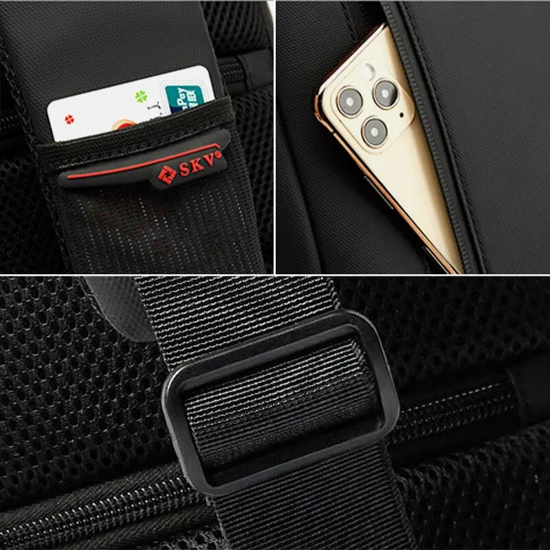 Men Fashion USB Charging Design Breathable Chest Bag Casual Travel Back Anti-theft Phone Pocket Crossbody Shoulder