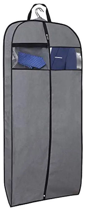 MISSLO 43" Gusseted Travel Garment Bag with Accessories Zipper Pocket, Hanging Garment Cover for Suits Jackets Coats, Grey