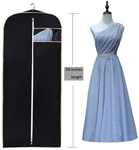 MISSLO Breathable 54" Suit Dress Black Garment Bag Gusseted, 2 Pack