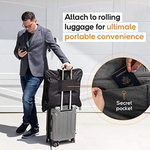 Prottoni 44-Inch Suit Carrier For Travel - Garment Suitcase With Toiletry Bag (Black   Clear Toiletry Bag, 44")