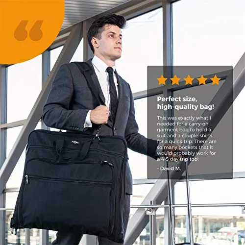 Prottoni 44-Inch Suit Carrier For Travel - Garment Suitcase With Toiletry Bag (Black   Clear Toiletry Bag, 44")