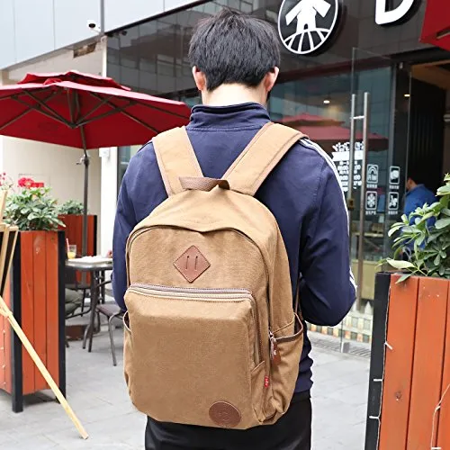 School Backpack,AUGUR Vintage Casual Canvas Backpack Travel Hiking Rucksack for Men Women
