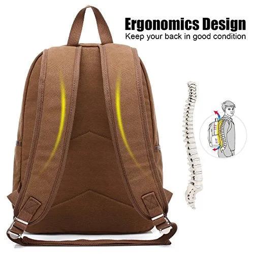 School Backpack,AUGUR Vintage Casual Canvas Backpack Travel Hiking Rucksack for Men Women
