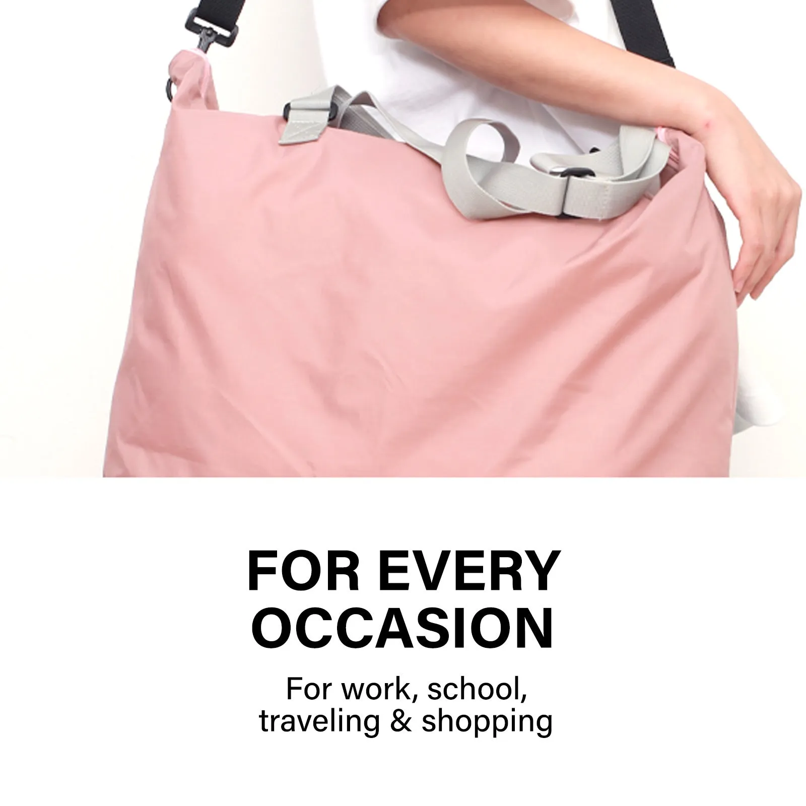 Shopper Tote Bag Foldable Travel Laptop Grocery KO-DUAL - Pink