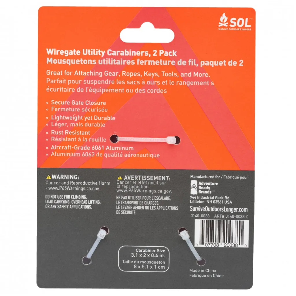 SOL Wiregate Utility Carabiner- 2 Pack