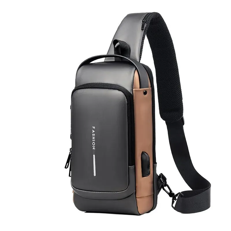 Travel Sling Bag Cross-Body Backpack With Anti-Theft Padlock & USB Charging Port