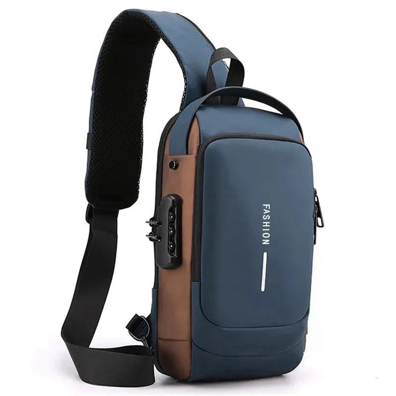Travel Sling Bag Cross-Body Backpack With Anti-Theft Padlock & USB Charging Port